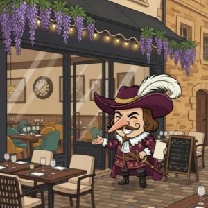 Cyrano Bergerac café terrace poster A3 art print Perigord